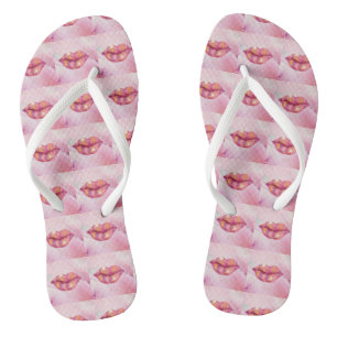 Flip Flop with Pink & Gold Coloured Lip Design