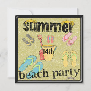 Flip Flops 14th Birthday Summer Beach Party Invitation