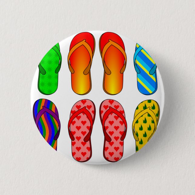 Flip Flops 6 Cm Round Badge (Front)