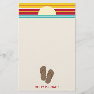 Flip Flops & 70s Inspired Beach Sunset Stationery