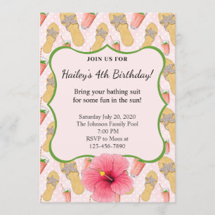 Flip Flops and Lemonade Birthday Party Invitation