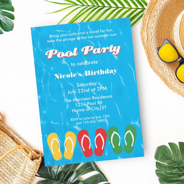 Flip Flops and Water Pool Party Invitation (Creator Uploaded)