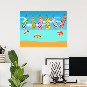 Flip Flops At The Beach Poster