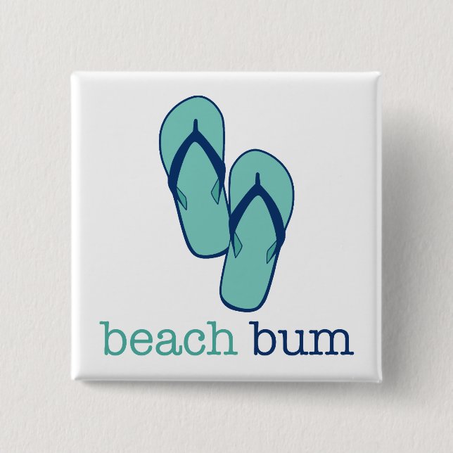 Flip Flops Beach Bum 15 Cm Square Badge (Front)