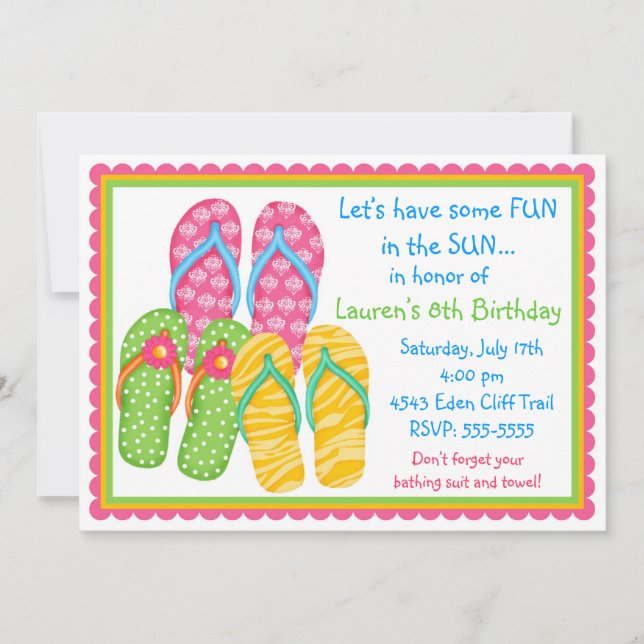 Flip Flops Birthday  Invitations (Front)