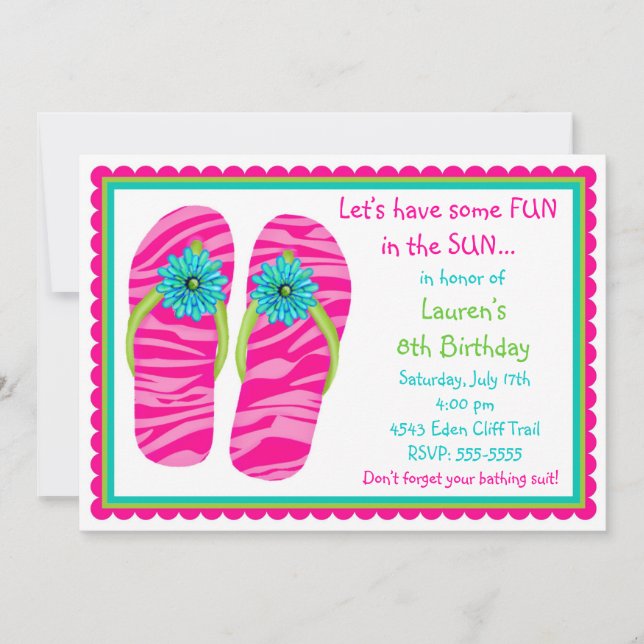 Flip Flops Birthday  Invitations (Front)