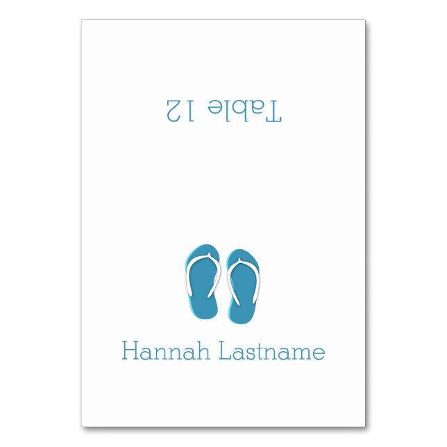 Flip Flops Blue Seating Card (Front)