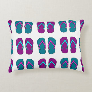 Flip Flops: Bright White Vintage. Decorative Cushion