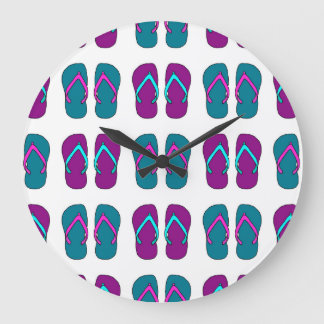 Flip Flops: Bright White Vintage. Large Clock