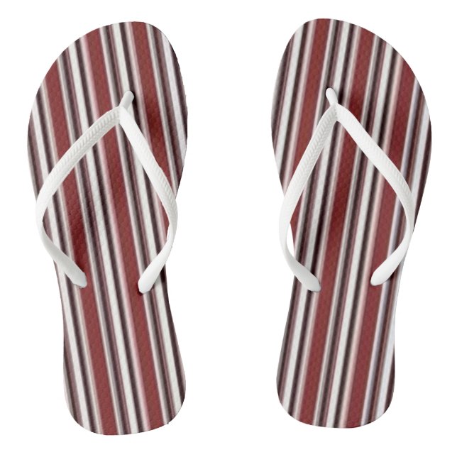 Flip Flops Burgundy & White Stripe (Footbed)