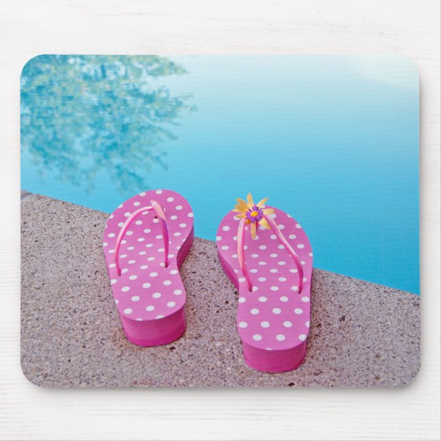 Flip-Flops By Swimming Pool Mouse Pad (Front)