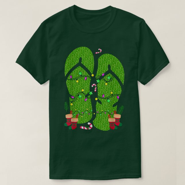 Flip Flops Christmas Lights Hawaii Summer Christma T-Shirt (Design Front)