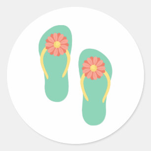 Flip Flops Classic Round Sticker