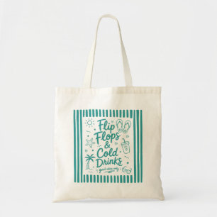 Flip Flops & Cold Drinks Summer Beach Tote Bag