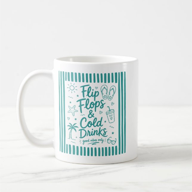 Flip Flops & Cold Drinks Summer Coffee Mug (Left)
