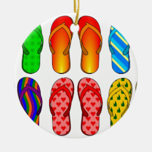 Flip Flops Colourful Fun Beach Theme Summer Gifts Ceramic Tree Decoration