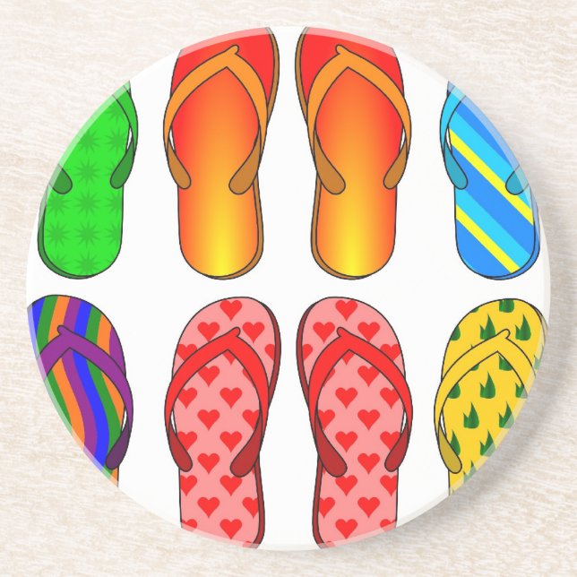 Flip Flops Colourful Fun Beach Theme Summer Gifts Coaster (Front)