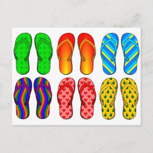 Flip Flops Colourful Fun Beach Theme Summer Gifts Postcard