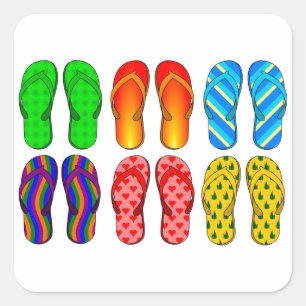 Flip Flops Colourful Fun Beach Theme Summer Gifts Square Sticker