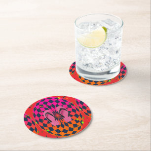 Flip Flops Ellipse Round Paper Coaster