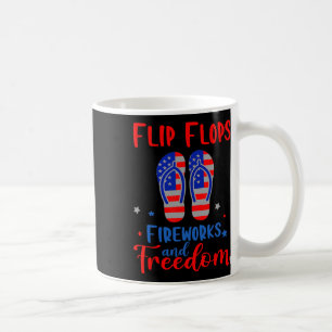 Flip Flops Fireworks And Freedom American Flag 4th Coffee Mug
