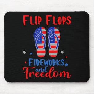 Flip Flops Fireworks And Freedom American Flag 4th Mouse Pad