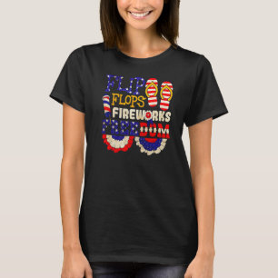 Flip Flops Fireworks & Freedom 4 Th Of July Patrio T-Shirt
