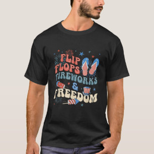 Flip Flops Fireworks Freedom Patriotic Fourth of J T-Shirt