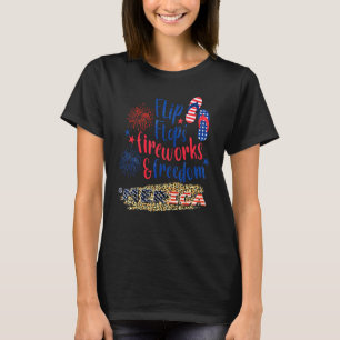 Flip Flops Fireworks Freedom Patriotic July 4th Us T-Shirt