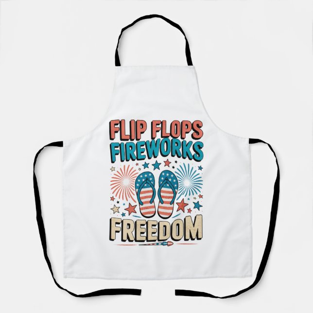 Flip Flops, Fireworks, Freedom – Patriotic Summer  Apron (Front)