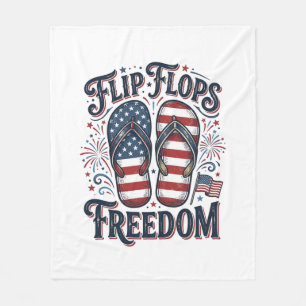 Flip Flops Freedom Patriotic Summer Shirt Design_1 Fleece Blanket