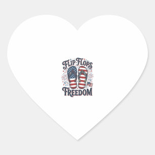 Flip Flops Freedom Patriotic Summer Shirt Design_1 Heart Sticker
