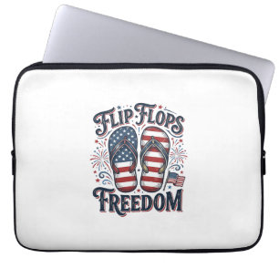 Flip Flops Freedom Patriotic Summer Shirt Design_1 Laptop Sleeve