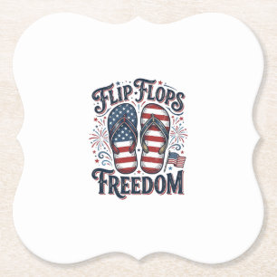 Flip Flops Freedom Patriotic Summer Shirt Design_1 Paper Coaster