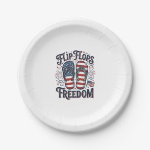 Flip Flops Freedom Patriotic Summer Shirt Design_1 Paper Plate