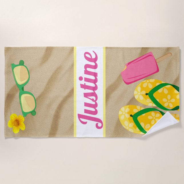 Flip Flops & Fun in the Sun |Beach Towel (Front)
