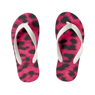 Flip Flops, Kids/Hot Pink Leopard Print Kid's Thongs