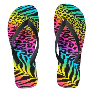 Flip Flops/Multicolored Animal Print Thongs
