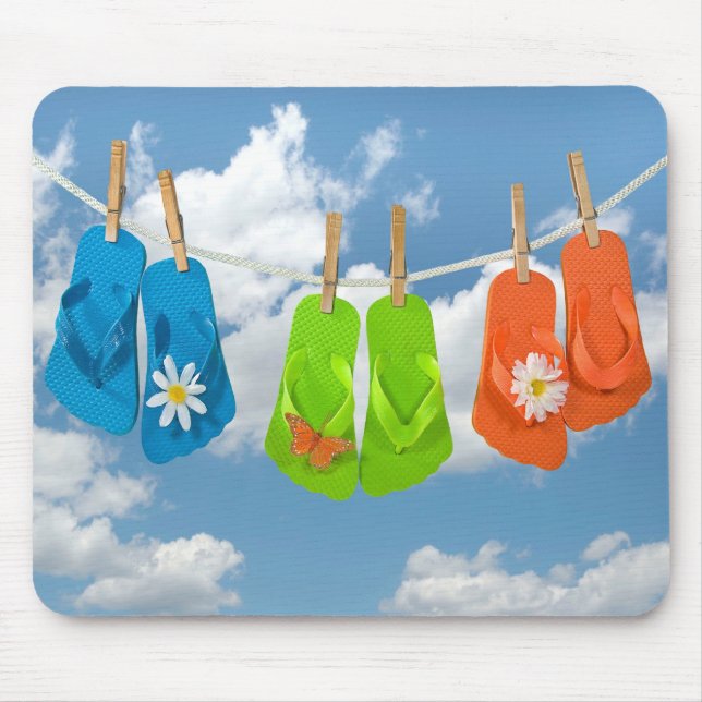 Flip-Flops On Clothesline  Mouse Pad (Front)