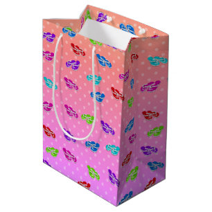 Flip-flops on Rainbow Polka Dot Wrapping Paper Medium Gift Bag