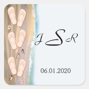 Flip Flops on the Beach Monogram Sticker