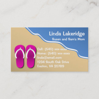 Flip Flops on the Beach Mummy Contact  Info Card