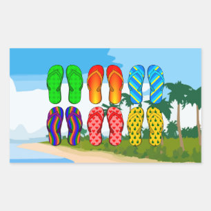 Flip Flops on the Beach Rectangular Sticker