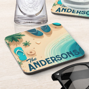 Flip Flops on the Beach Signature Coaster