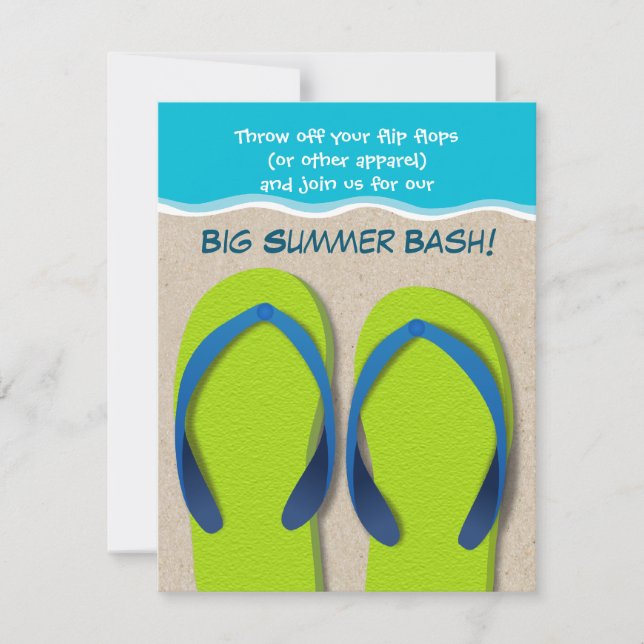 Flip Flops On the Beach Summer Party Invitation (Front)
