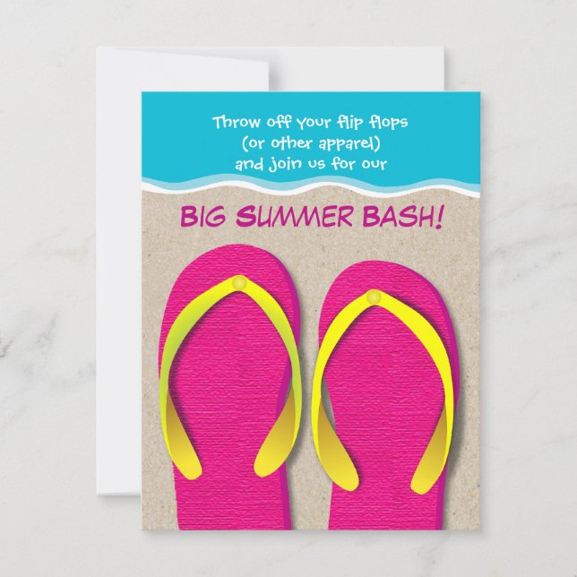 Flip Flops On the Beach Summer Party Invitation (Front)