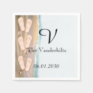 Flip Flops on the Beach Wedding Napkin