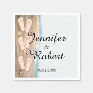 Flip Flops on the Beach Wedding Napkin