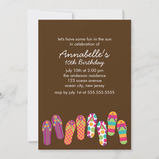 Flip Flops Pool and Summer Party Invitation (Front)
