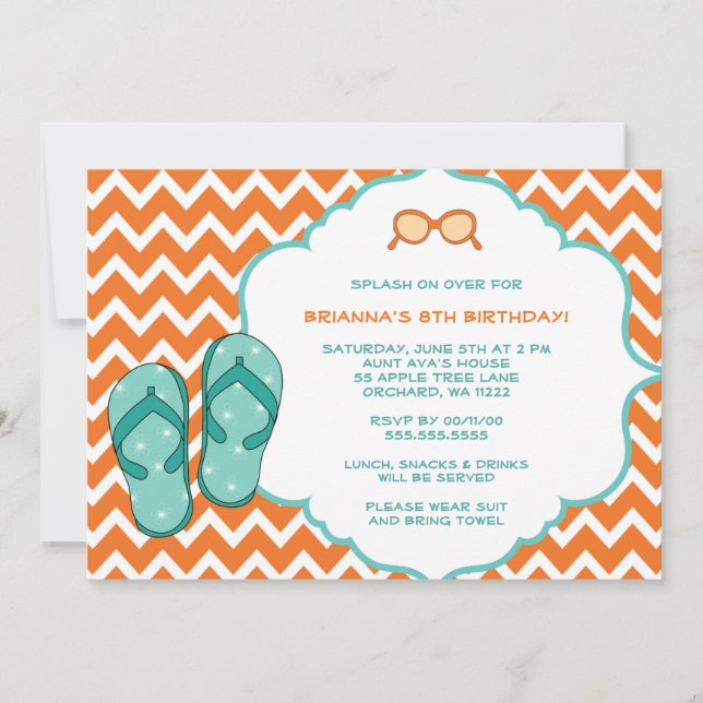 Flip Flops Pool Party Invitation (Front)